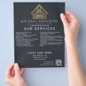 Graues minimales Haus Bau QR-Code Flyer (Hand)