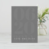 Graues Minimalistisches, feines Foto Save The Date (Stehend Vorderseite)