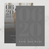 Graues Minimalistisches, feines Foto Save The Date (Vorne/Hinten)