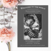 Graues Minimalistisches Foto Geburtserklärung Ankündigung