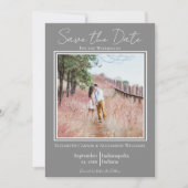 Graues Minimalistisches Foto Save the Date (Vorderseite)