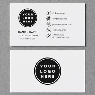 Graues minimalistisches Logo Social Media Icons Visitenkarte
