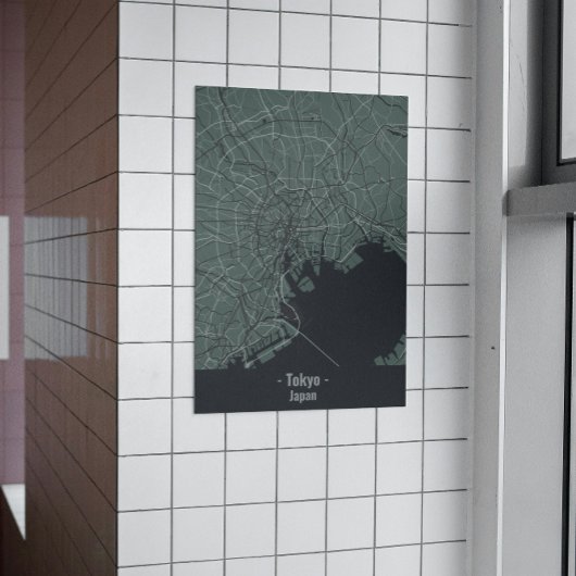 Graues Minimalistisches Tokyo City Poster