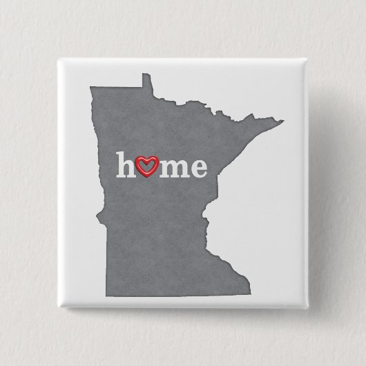 Graues MINNESOTA-Zuhause u. offenes Herz Button (Vorderseite)
