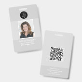 Graues Mitarbeiter-Foto-Abzeichen mit Unternehmens Ausweis (Vorder- & Rückseite)