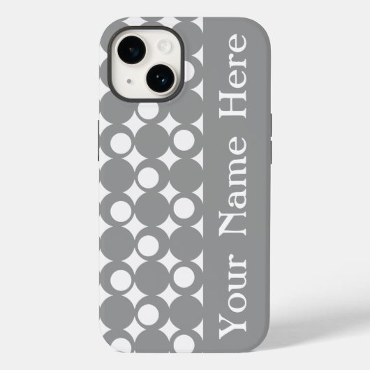 Graues Mod-Ball-Design mit Namen Case-Mate iPhone Hülle (Rückseite)