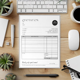 Graues, modernes Formular für die Rechnung für den Notizblock