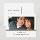Graues modernes Foto Save the Date Postkarte (Vorne/Hinten)