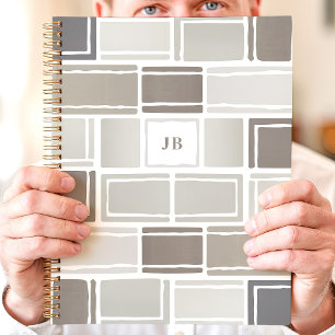 Graues modernes geometrisches Mit Monogramm Planer