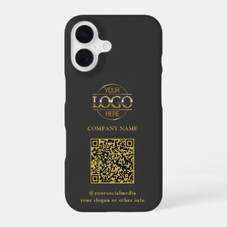 Graues modernes Geschäftslogo & QR-Code-Promotion iPhone 16 Hülle