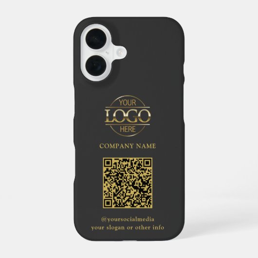 Graues modernes Geschäftslogo & QR-Code-Promotion iPhone 16 Hülle (Rückseite)