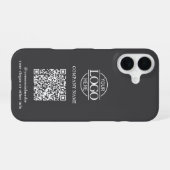 Graues modernes Geschäftslogo & QR-Code Werbemitte iPhone 16 Hülle (Rückseite (Horizontal))