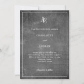 Graues modernes Monogramm rustikale Hochzeit Einladung (Vorderseite)