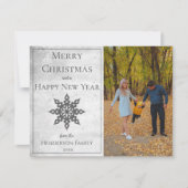 Graues modernes Snowflake-Foto Feiertagskarte (Vorderseite)