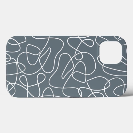 Graues modernes Wavy Lines Muster Case-Mate iPhone Hülle (Rückseite (Horizontal))