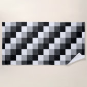Graues Monochrome-Pixel-Mosaikmuster Strandtuch (Vorderseite)