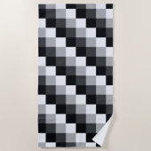 Graues Monochrome-Pixel-Mosaikmuster Strandtuch (Vorderseite)