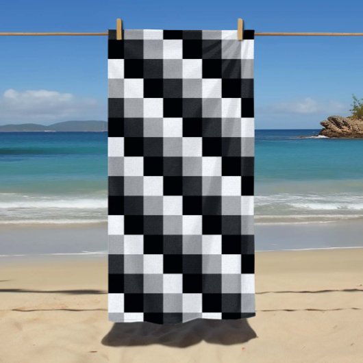 Graues Monochrome-Pixel-Mosaikmuster Strandtuch