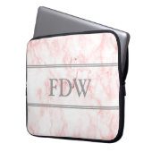 Graues Monogramm auf Imitat-rosa Marmor Laptopschutzhülle (Vorderseite Links)