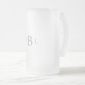 Graues Monogramm Elegante Hochzeit Mattglas Bierglas (VorderseiteRechts)