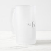 Graues Monogramm Elegante Hochzeit Mattglas Bierglas (Vorderseite Links)