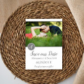Graues Monogramm-Foto Save the Date Ankündigung