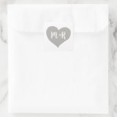 graues Monogramm-Liebe Quadratischer Aufkleber (Tasche)