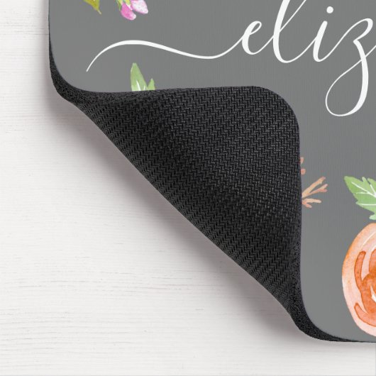 Graues Monogramm-Skript Mousepad (Ecke)