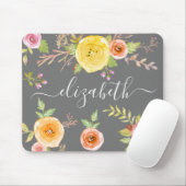 Graues Monogramm-Skript Mousepad (Mit Mouse)