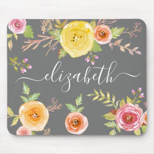 Graues Monogramm-Skript Mousepad (Vorne)