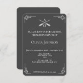 Graues Monogramm- und Pfeile-Brautparty Einladung (Vorne/Hinten)