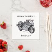 Graues Motorrad Geburtstag Serviette (Beispiel)