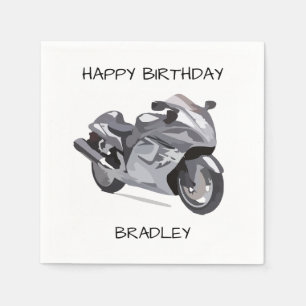 Graues Motorrad Geburtstag Serviette