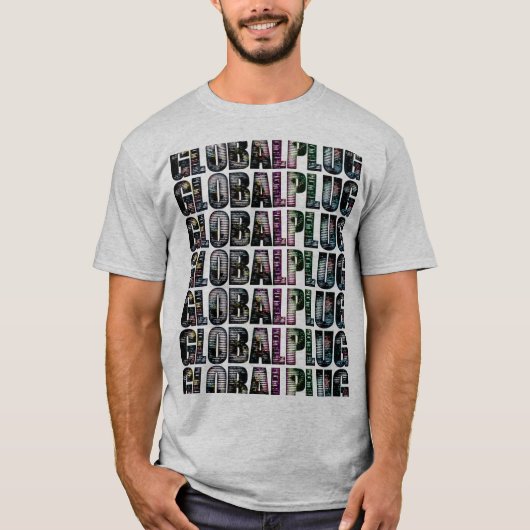 Graues multi Farbeglobalplug T-Shirt (Vorderseite)
