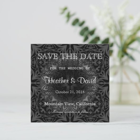 Graues Muster Save the Date Einladung Hochzeit (Stehend Vorderseite)