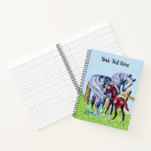 Graues Mutterpferd mit braunem Baby-Colt-Graszaun Notizblock (Innenseite)