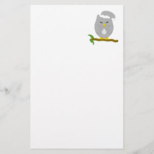 Graues Nacht-Eulen-Design Briefpapier