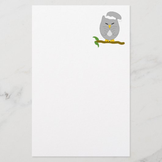 Graues Nacht-Eulen-Design Briefpapier (Vorderseite)
