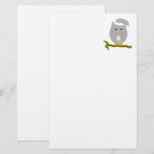 Graues Nacht-Eulen-Design Briefpapier (Vorne/Hinten)