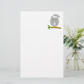 Graues Nacht-Eulen-Design Briefpapier (Stehend Vorderseite)
