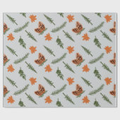 Graues nahtloses Umschlagpapier: Fall Pine und Lea Geschenkpapier (Flach)