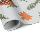 Graues nahtloses Umschlagpapier: Fall Pine und Lea Geschenkpapier (Rolleneckpunkt)