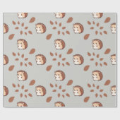 Graues nahtloses Wrapping Paper: Fall Igel Geschenkpapier (Flach)