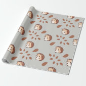 Graues nahtloses Wrapping Paper: Fall Igel Geschenkpapier (Ungerollt)