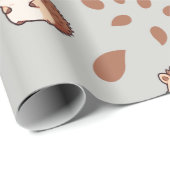 Graues nahtloses Wrapping Paper: Fall Igel Geschenkpapier (Rolleneckpunkt)