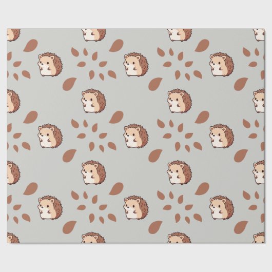 Graues nahtloses Wrapping Paper: Fall Igel Geschenkpapier (Saum)