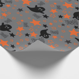 Graues nahtloses Wrapping Paper mit Geistern und S Geschenkpapier