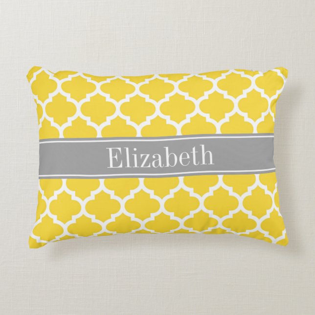Graues Namensmonogramm des Ananas-weißes Zierkissen (Vorderseite)