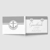 Graues Nautical Anchor Wedding Day Gäestbook Gästebuch (Voll)