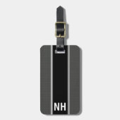 Graues nobles personalisiertes mit Monogramm Gepäckanhänger (Vorderseite vertikal)
